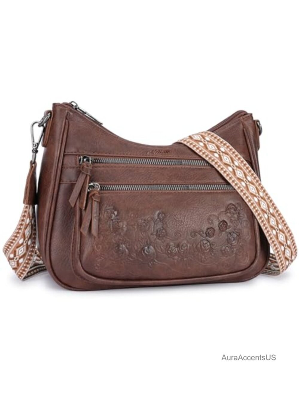 Vegan Leather Crossbody Hobo Bag Medium Adjustable Strap